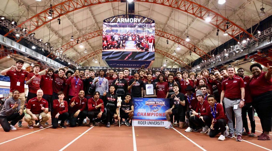 Men's track and field wins 2024 MAAC Indoor Championship Rider University